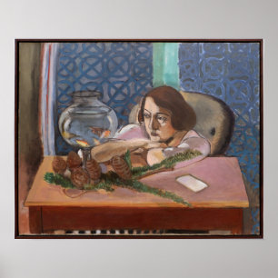 Poster Femme devant un aquarium Matisse