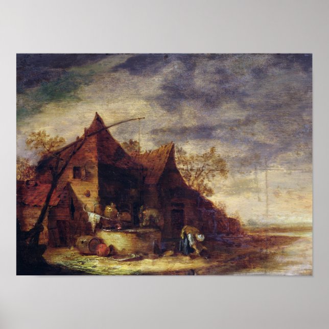 Poster Femme devant un chalet (Devant)