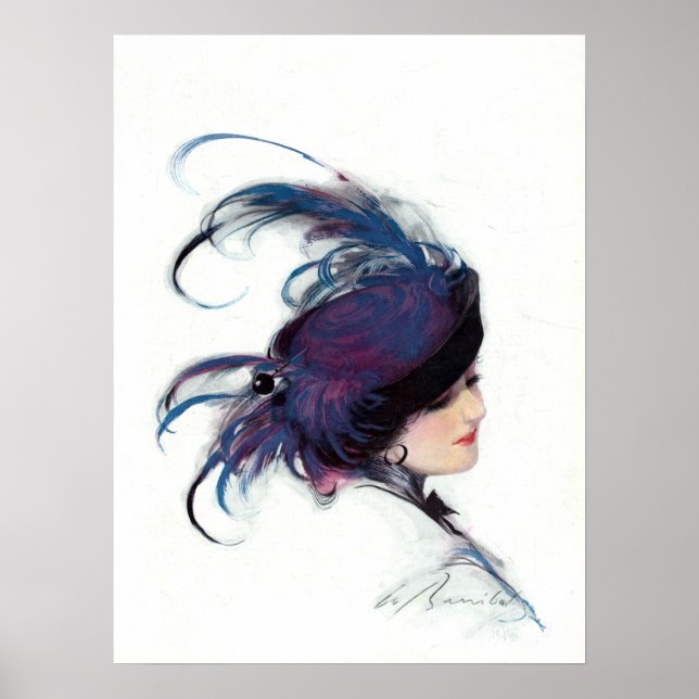 Poster Femme d'oiseau bleu, William Barribal (Devant)