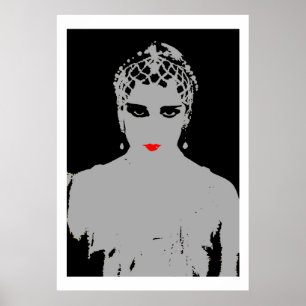 Poster Femme dramatique avec les lèvres rouges