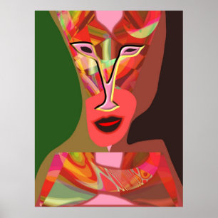 Poster Femme écoutant la musique chaude