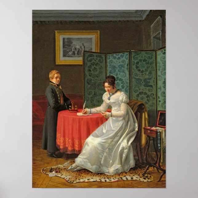 Poster Femme écrivant une lettre (Devant)