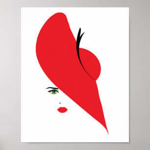 Poster femme élégante avec casquette rouge