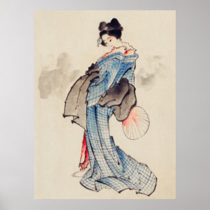 Poster Femme en Kimono par Katsushika Hokusai (1760-1849)