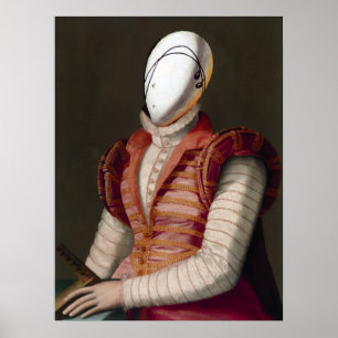 Poster FEMME EN ROBE ROSE Costume Théâtral Mode