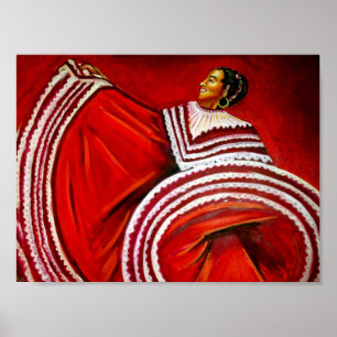 Poster Femme en robe rouge