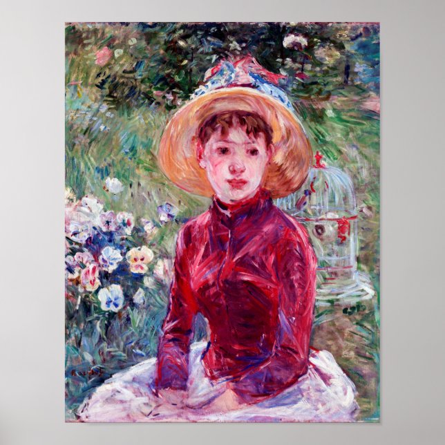 Poster Femme en rouge, Berthe Morisot (Devant)