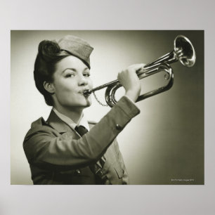 Poster Femme en uniforme de soldat