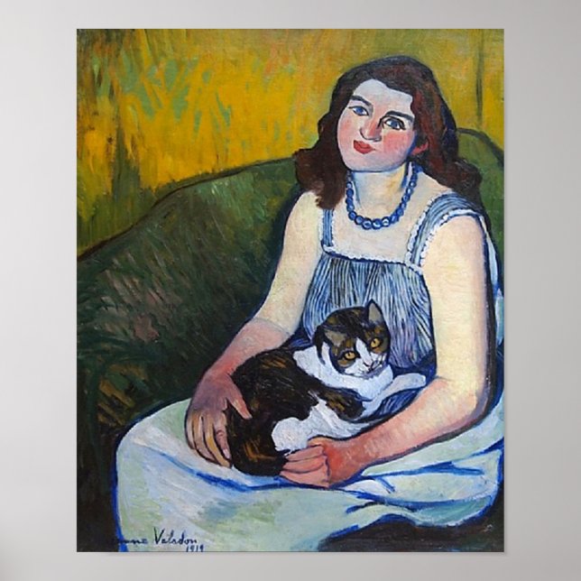 Poster Femme et chat, Suzanne Valadon (Devant)