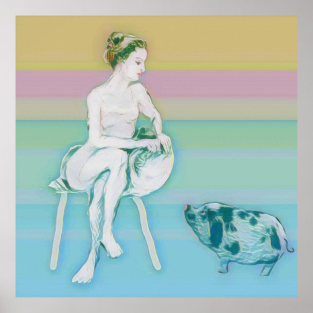 Poster Femme et porc (Devant)