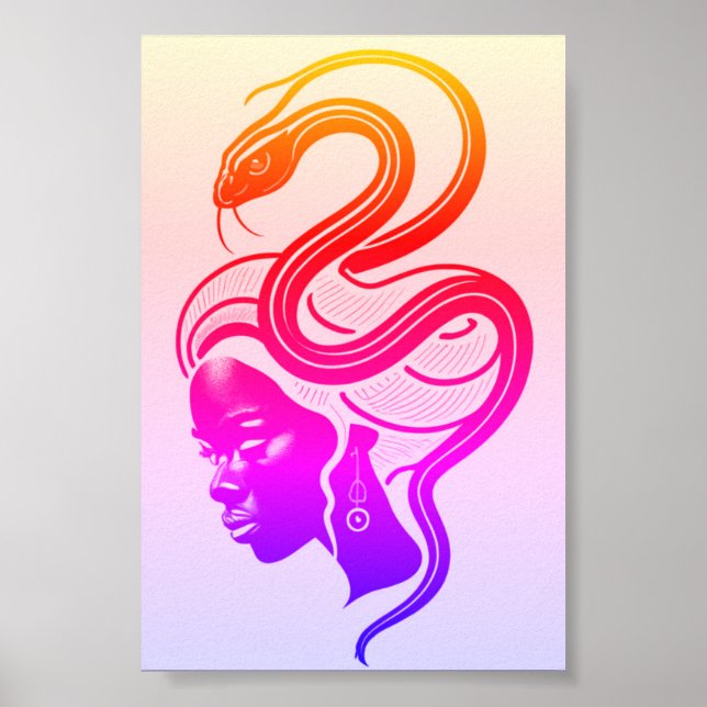 Poster Femme et serpent en symbiose (Devant)