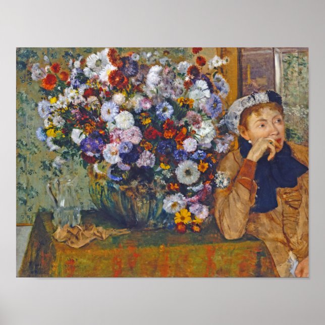 Poster Femme et vase de fleurs, Edgar Degas (Devant)