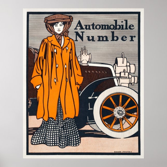 Poster Femme et voiture (Devant)
