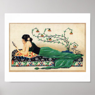 Poster Femme, Exotique, Romantique, Voiture Postale Vinta