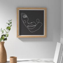 Femme Face Line Art noir et blanc