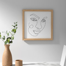 Femme Face Line Art noir et blanc