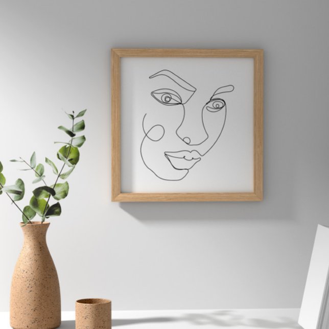 Poster Femme Face Line Art noir et blanc (Créateur téléchargé)