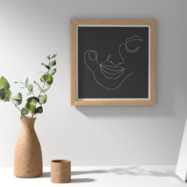 Poster Femme Face Line Art noir et blanc