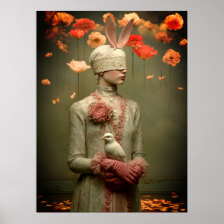 Poster *~* Femme FD2 7 Floral Surréaliste Colombe Blanche