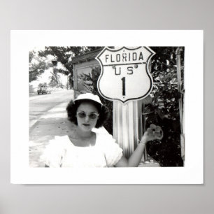 Poster Femme Florida Rte. 1 panneau routier Vintage
