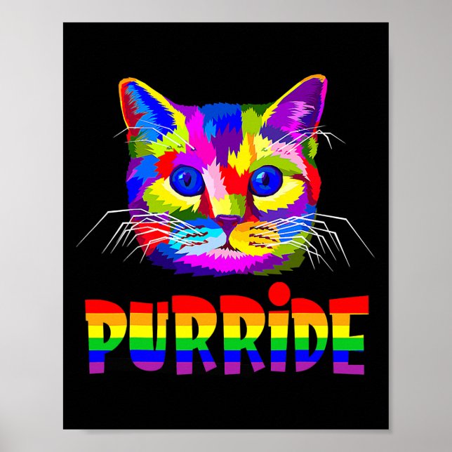 Poster Femme gay pride Hommes LGBT Chat Cadeau Purride (Devant)