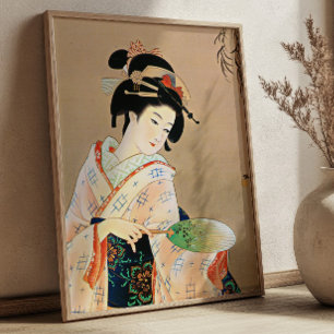 Poster Femme geisha Estampe japonaise vintage Ukiyo-e