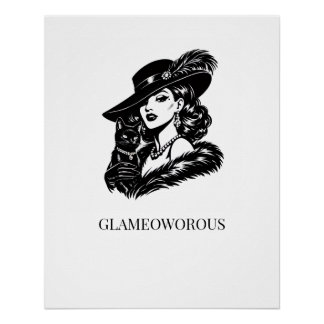 Poster Femme Glamour avec Illustration de Mode Féline