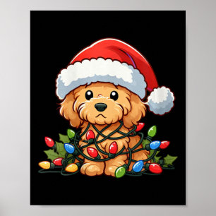 Poster Femme Goldendoodle Noël Lumières Chien Funny Xma