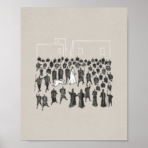 Poster Femme guérie par la frange du vêtement de Jésus