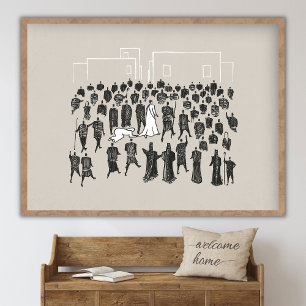 Poster Femme guérie par la frange du vêtement de Jésus, l