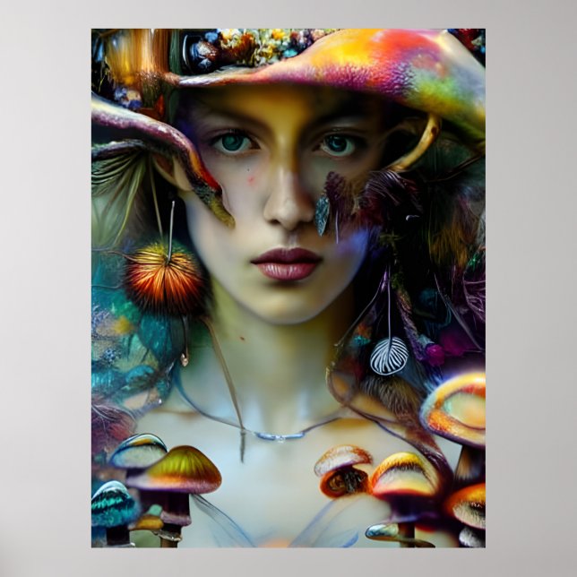 Poster Femme Imaginaire champignon (Devant)