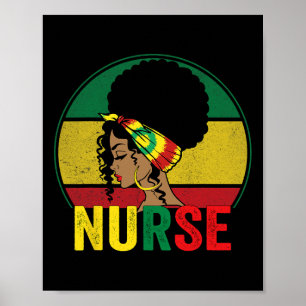 Poster Femme Infirmière Noire Afro Mélanine Vintage Histo