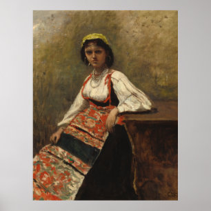 Poster Femme italienne (La Morieri) par Corot