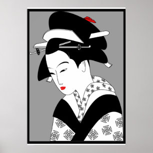 Poster Femme japonaise Geisha Vintage