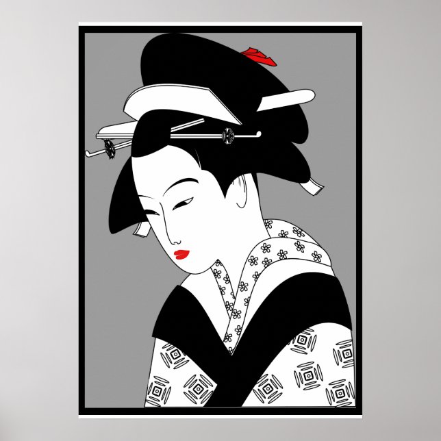 Poster Femme japonaise Geisha Vintage (Devant)