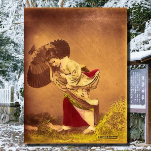 Poster Femme japonaise vintage au vent