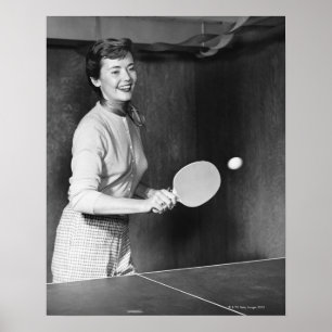 Poster Femme jouant au ping-pong