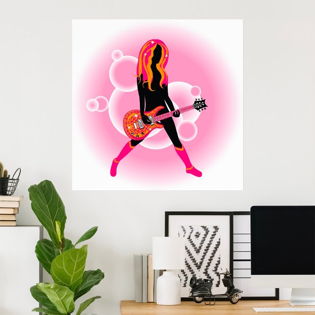 Poster Femme Jouant de la guitare (Créateur téléchargé)