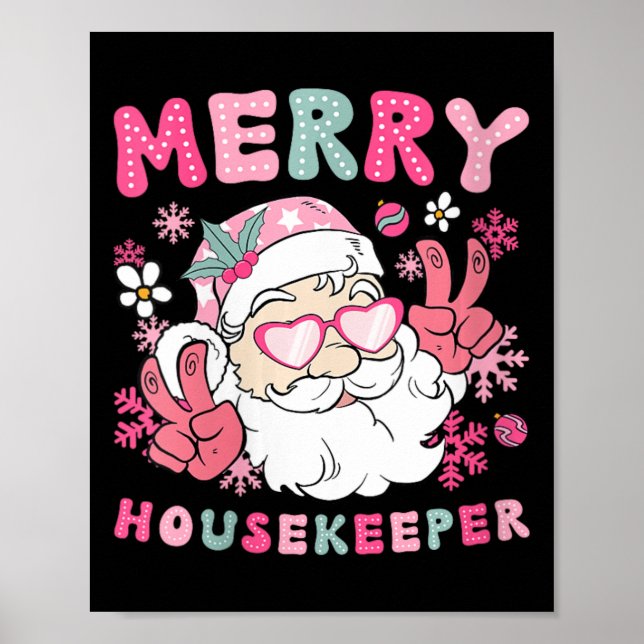 Poster Femme Joyeux Ménagère Noël Ménagère Xm (Devant)