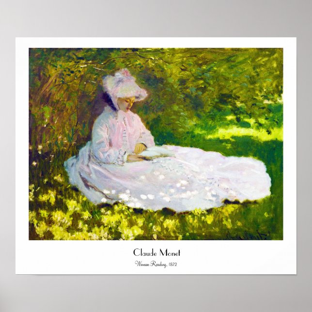Poster Femme Lecture Claude Monet (Devant)
