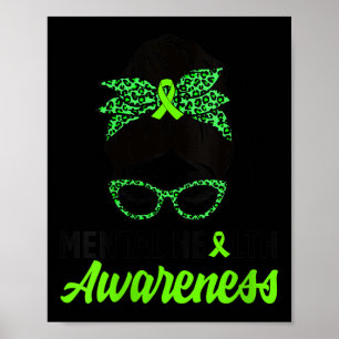 Poster Femme Messy Bun Cheveux Santé mentale Guerrier Men