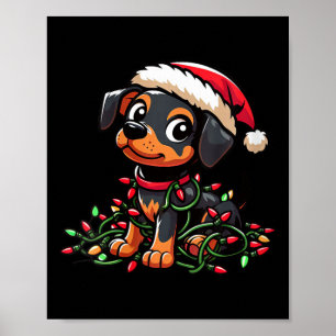 Poster Femme Miniature Pinscher Lumières de Noël Chien Am