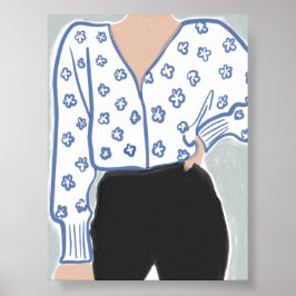 Poster Femme minimaliste en fleurs