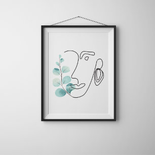 Poster Femme Moderne Avec Fleurs Line Art