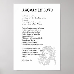 Poster Femme noire et blanche en amour poème murale art