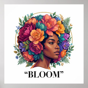 Poster Femme noire inspirante Bloom Floral Afro