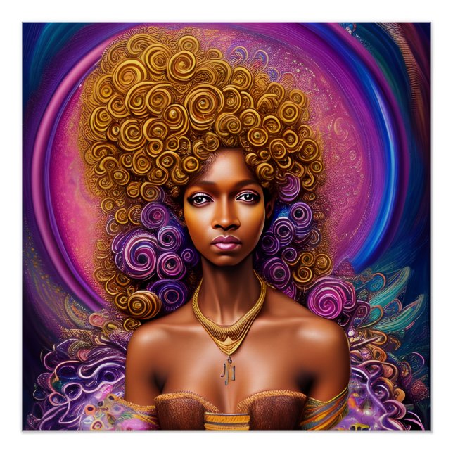 Poster Femme noire Melanin Reine Peau Brown Sista Femmes (Devant)