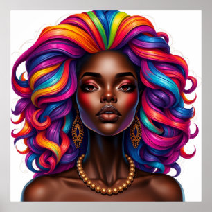 Poster Femme noire mélanine sistas filles à la peau brune
