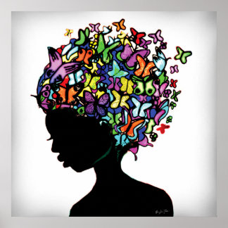 Poster Femme papillon