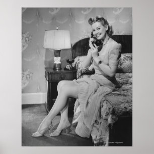 Poster Femme parlant au téléphone